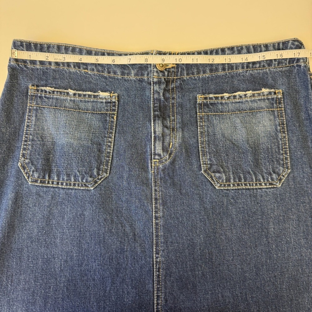 Vintage Tommy Hilfiger Jeans Y2K Cowgirl Denim Maxi Skirt Patch Pocket Size 14 - Picture 13 of 14